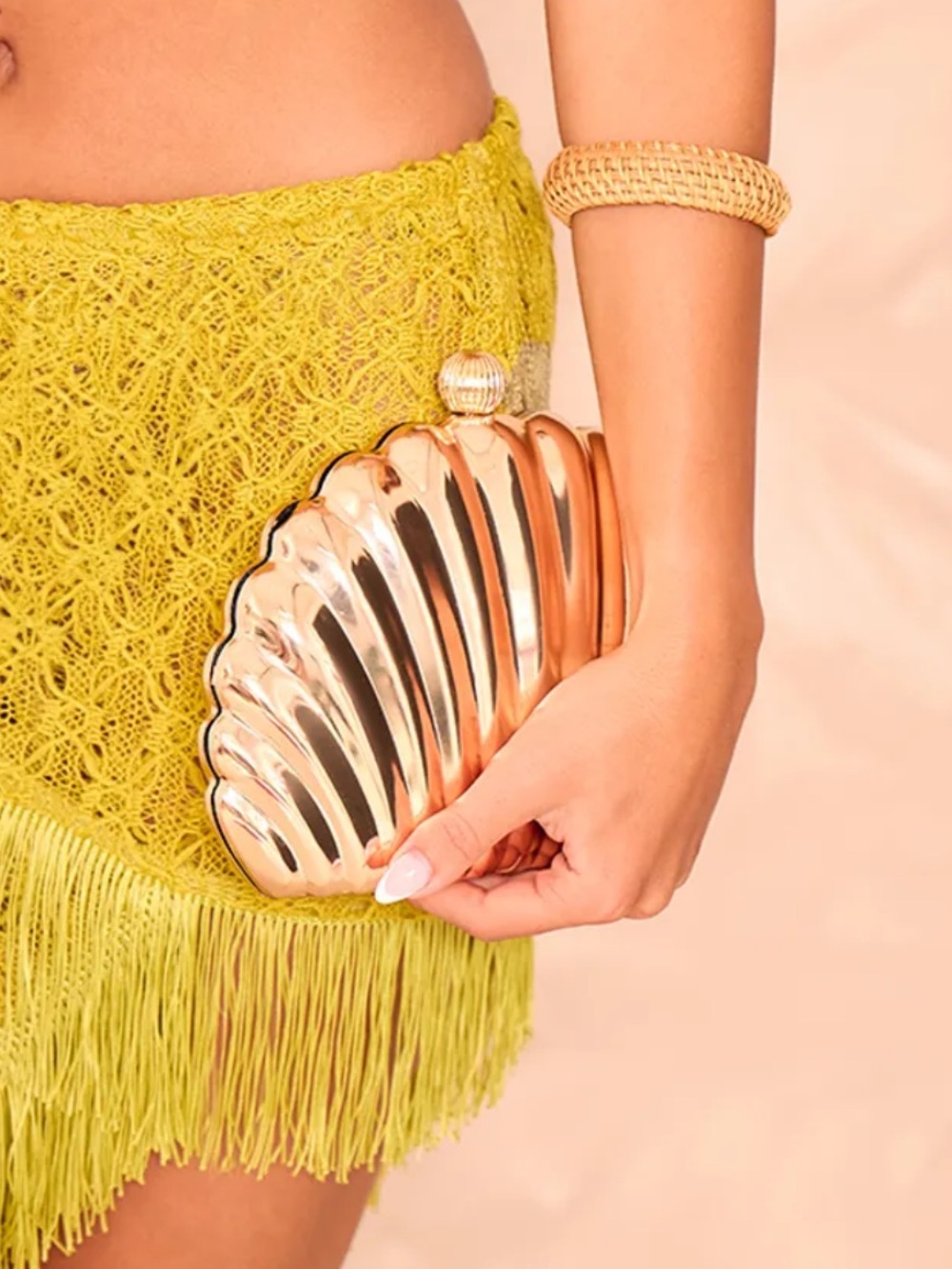PrettyLittleThing Rose Gold Shell Clutch